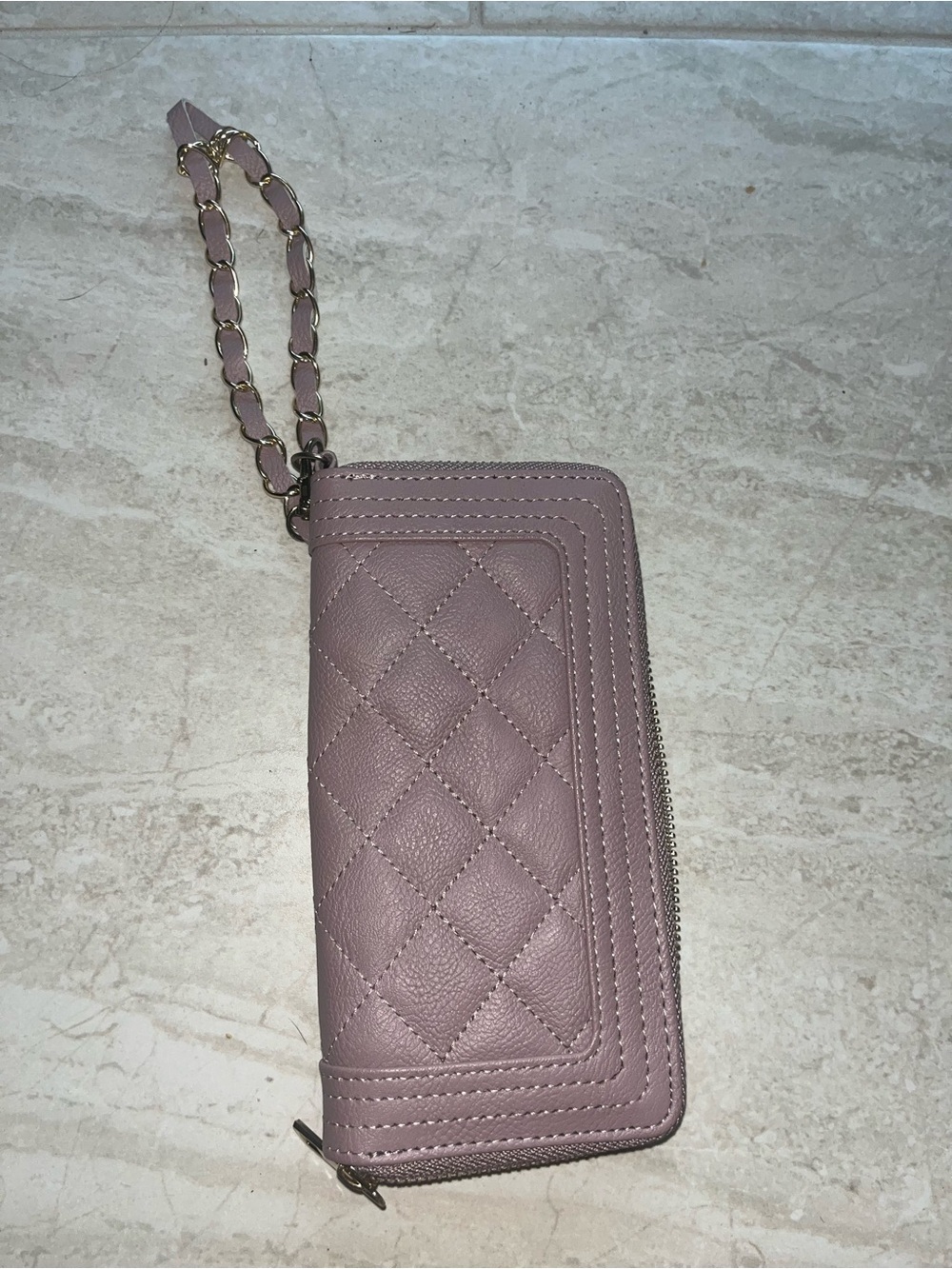 Charlotte Russe Quilted Wristlet Wallet - Mauve Pink